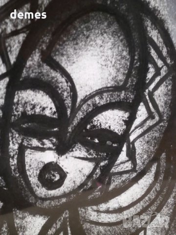 Портрет в черно-бяло-картина с маслени бои от Африка-1, снимка 3 - Картини - 31890059