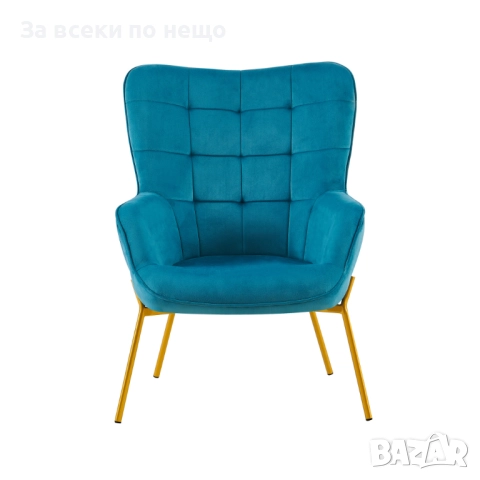 Фотьойл EDO синьо/златно Код P1626, снимка 3 - Дивани и мека мебел - 52917075