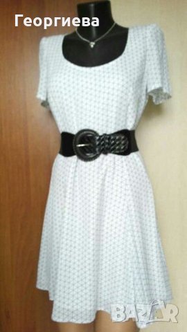 Прелестна чисто нова рокля в бяло и синьо👗🍀S/M, M👗🍀 арт.607, снимка 1 - Рокли - 29195261