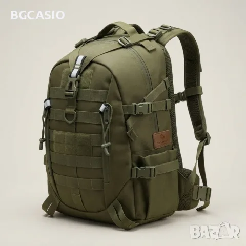 Военна тактическа раница 55L – водоустойчива, с MOLLE система и отделение за лаптоп, зелена, снимка 5 - Раници - 56122160