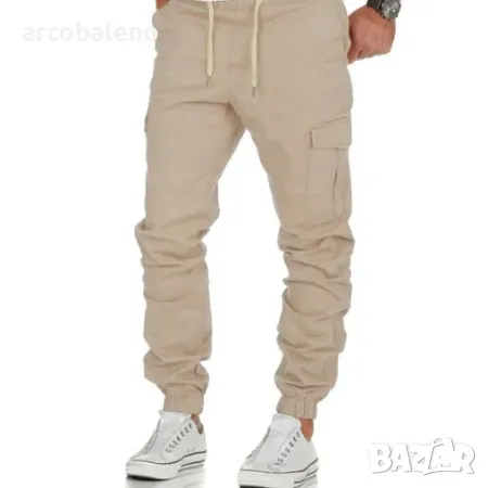 Мъжки едноцветни ежедневни панталони с джоб и шнур, 3цвята , снимка 2 - Панталони - 39449420