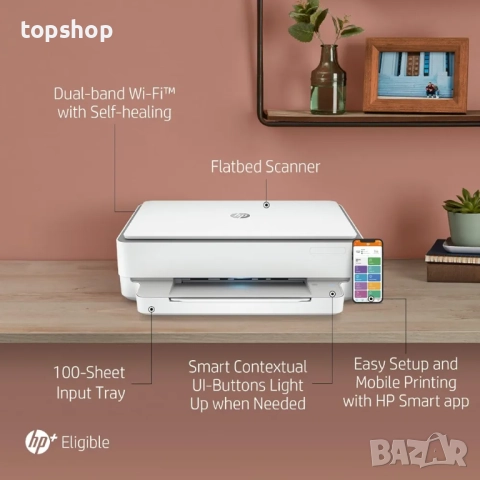 Нов мострен скенер +  многоцветен принтер HP Envy 6020e модел 2023г.  , снимка 2 - Принтери, копири, скенери - 52839961