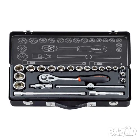 Комплект гедоре Fixman 22 части със захват 1/2''