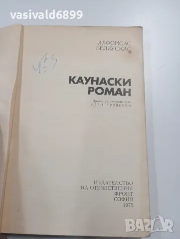 Алфонсас Беляускас - Каунаски роман , снимка 4 - Художествена литература - 49367253