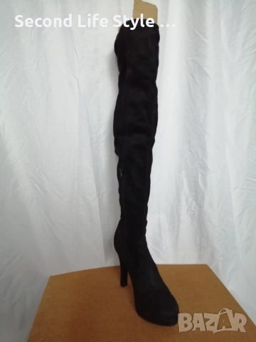 Елегантни дамски ботуши над коляното; с ток и платформа номер 40, снимка 3 - Дамски ботуши - 52878496