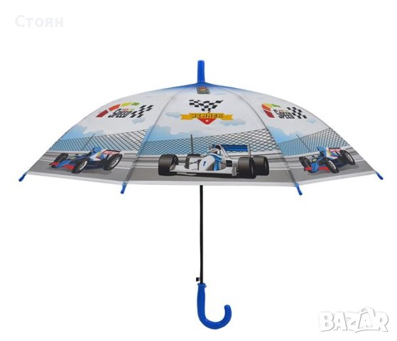 Чадър тип  бастун за дъжд Автоматична детска синя формула 67 см, снимка 2 - Чадъри - 42877002