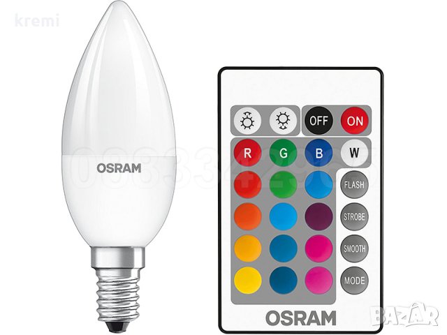 НОВИ! LED крушка с дистанционно Osram Е14 димируема , снимка 2 - Крушки - 31458084