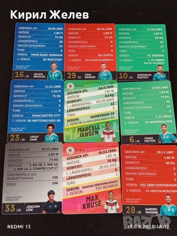 Колекционерски картички на футболисти ЛЕРОЙ САНЕ,ТИМО ВЕРНЕР,ЮЛИАН ДРАХСЛЕР 51028, снимка 16 - Колекции - 51703238