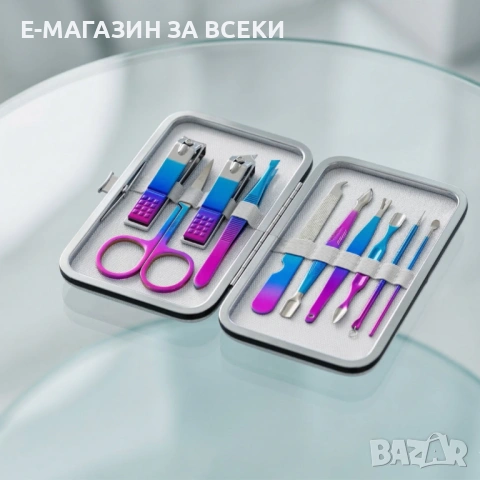 Комплект за маникюр от 10 части в елегантен матов калъф, снимка 3 - Продукти за маникюр - 53935588