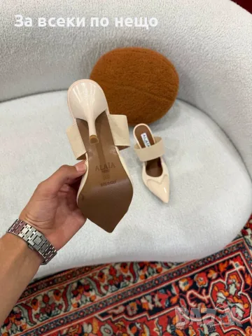 Alaïa Елегантни Официални Чехли От Лачена Кожа С Висок Ток И Елегантен Дизайн - 2 Цвята Код SEM-778, снимка 4 - Чехли - 56120922