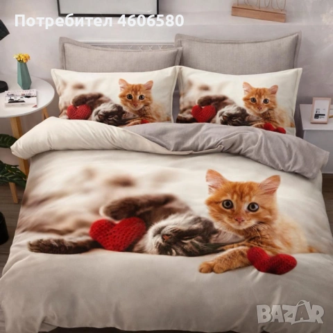 Уютно спално бельо „Коте“ 🐱 – 200×220, 100% ранфорс – 23 €, снимка 2 - Спално бельо - 53370923