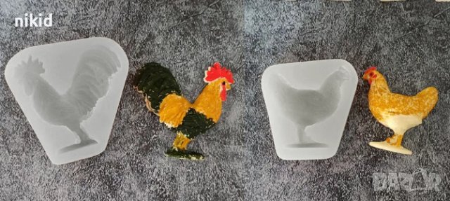 Петел Кокошка силиконов молд форма фондан шоколад смола