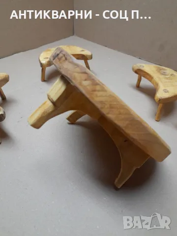 Комплект Ръчно Изработен Стар Макет На  Софра С Трикраки Столчета., снимка 8 - Антикварни и старинни предмети - 48057717