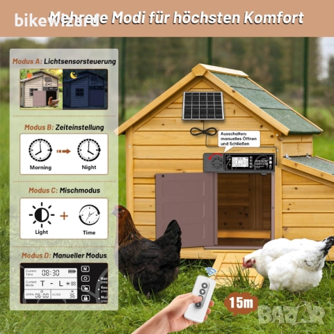 Автоматична врата за пилета със соларно зареждане таймер и дистанционно управление – голям размеНОВА, снимка 4 - За селскостопански - 52819280