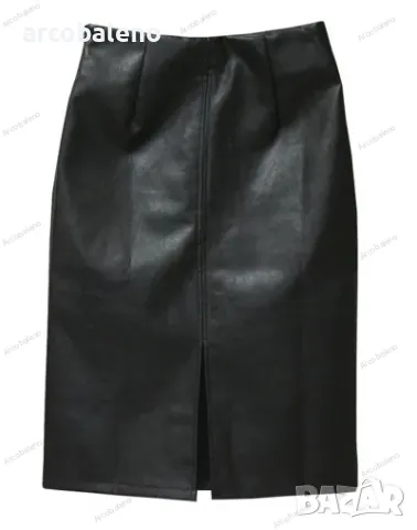 Елегантна дамска пола от изкуствена кожа с висока талия, снимка 4 - Поли - 48991535