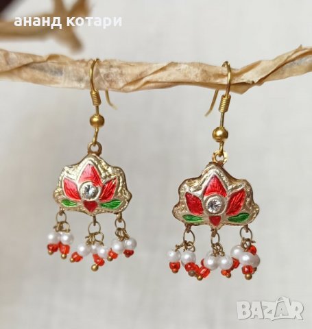 Ръчно емайлирани традиционни обеци от Раджастан М34, снимка 5 - Обеци - 23404697