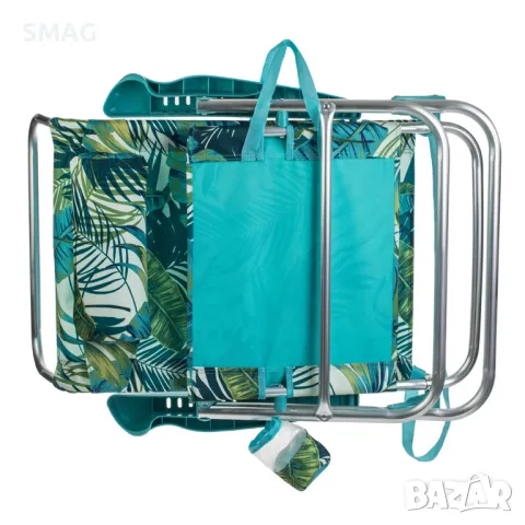 Сгъваем плажен стол Тропически листа с възглавница и калъф 80x63x83 см S_1234793, снимка 7 - Къмпинг мебели - 50045868