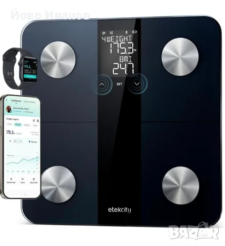 интелигентен дигитален кантар за телесен анализ Etekcity Smart Scale със свързано моб. приложение