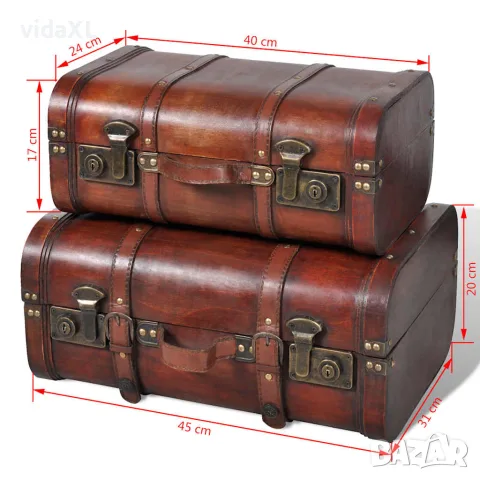 vidaXL Комплект дървени винтидж сандъци, 2 бр, снимка 6 - Скринове - 56146349