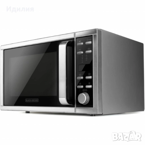 Микровълнова с грил и конвекция Black+Decker BXMZ900E – 25L, 900W, автоматични програми, снимка 3 - Микровълнови - 51723210
