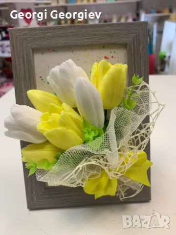 Цветя изработени с глицеринов ароматен сапун , снимка 14 - Декорация за дома - 48659911