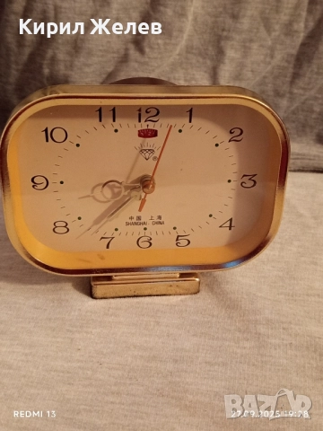 Стар механичен будилник SHANGHAI CHINA рядък за КОЛЕКЦИЯ ДЕКОРАЦИЯ 32114