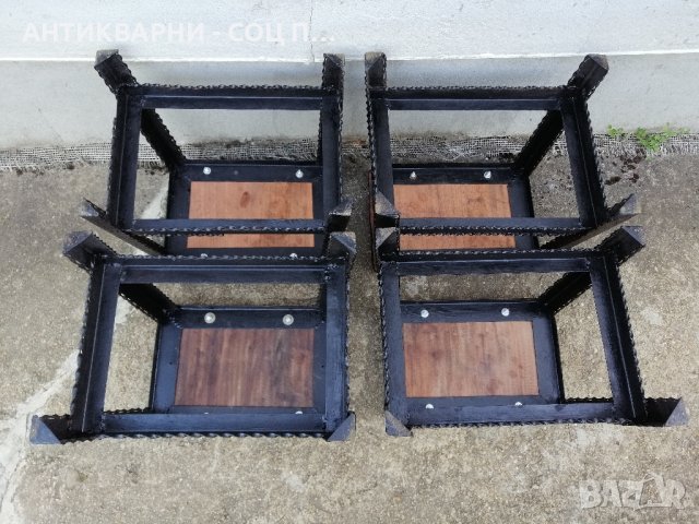 Комплект Стари Метални Табуретки, Столчета, Стара Метална Табуретка, Столче, Черешово Дърво. , снимка 8 - Антикварни и старинни предмети - 42158078