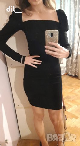 Нови! Дамска черна зимна рокля фино плетиво с дълъг ръкав S-XL, снимка 4 - Рокли - 25297116