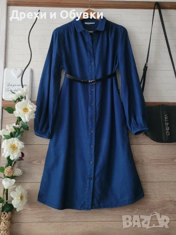 Рокля тип риза лятна дънкова с джобове 