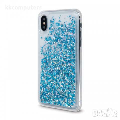 Силиконов кейс MBX Liquid с течност и брокат, За iPhone 11 (6.1), Син, снимка 3 - Калъфи, кейсове - 37814532