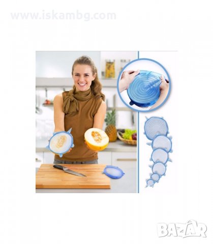 КОМПЛЕКТ ОТ 6 БР. СИЛИКОНОВИ КАПАЦИ ЗА СЪХРАНЕНИЕ - код 1720, снимка 2 - Съдове за готвене - 33988545