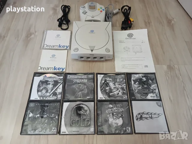 SEGA Dreamcast с ОРИГИНАЛНА КУТИЯ + Контролер, Книжки и 8 Игри