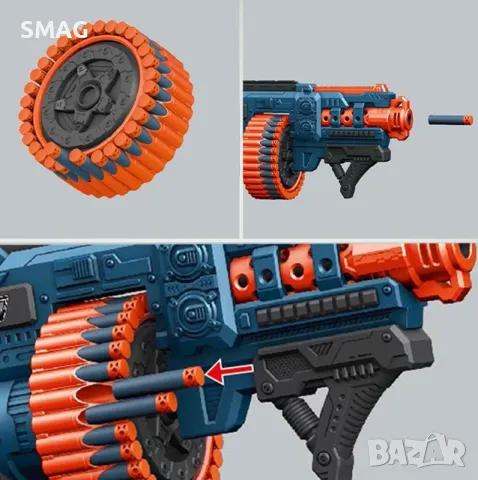 Картечница със синьо-оранжев Терминатор и 48 дунапренени куршума S_1231543, снимка 3 - Други - 48067076