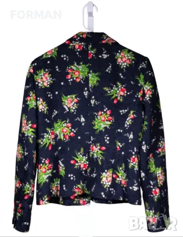 Тъмносиньо сако с релефни цветя и щампа цветя, снимка 3 - Сака - 47755176