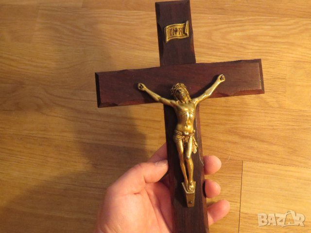 Голям Стар кръст разпятие Христово, Исус Христос 36 х 18 см  църква, снимка 2 - Антикварни и старинни предмети - 34134573