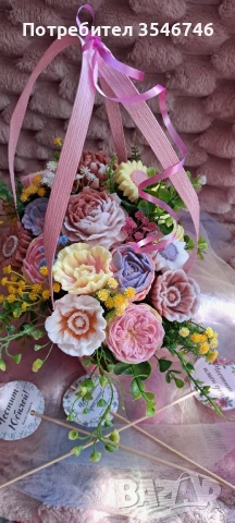 Красив Букет от ароматни цветя. , снимка 2 - Ръчно изработени сувенири - 51276849