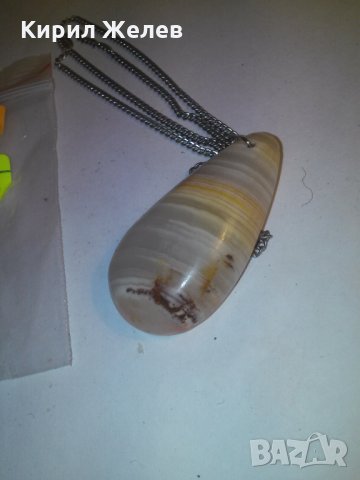 КРАСИВ ОРФЕЕВ АХАТ ШЛИФОВАН ПОЛИРАН МЕДАЛЬОН 93441, снимка 5 - Колиета, медальони, синджири - 29815065