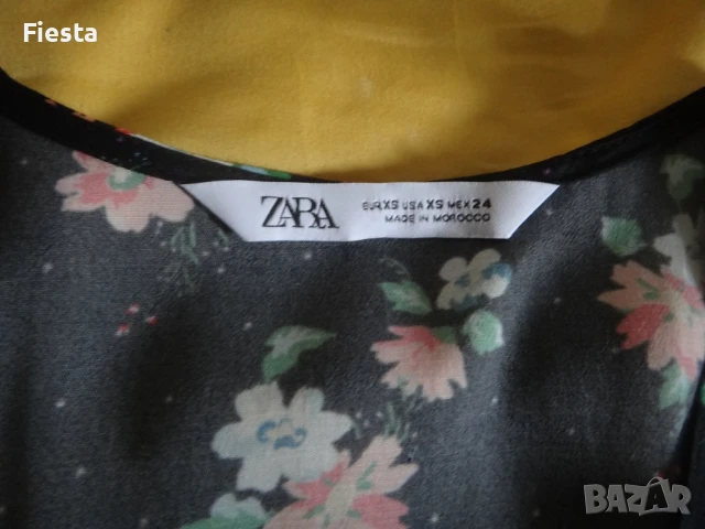 Нова черна флорална мини рокля Zara, размер XS, снимка 9 - Рокли - 51149855
