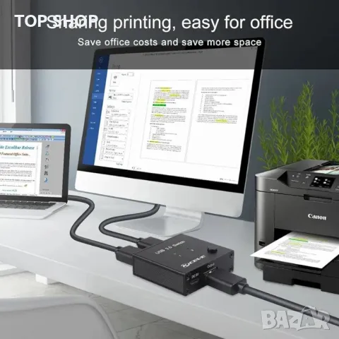 AIMOS USB 3.0 Share Switch за 2 компютъра 2 в 1 Out Switch за USB устройство, снимка 4 - Друга електроника - 48777206