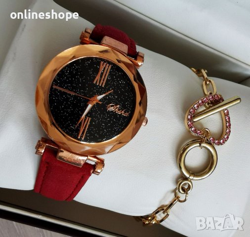 Дамски ръчен часовник + гривна + кутия, снимка 1 - Дамски - 40765081