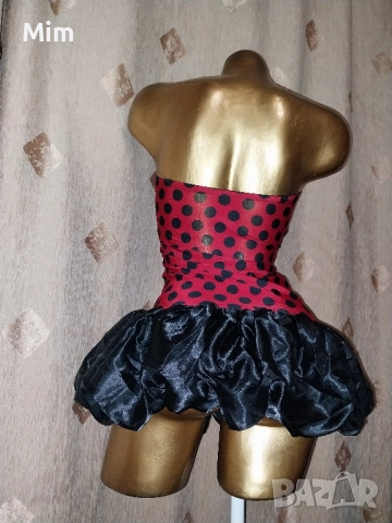 S Червена рокля на черни точки и прашка , снимка 7 - Рокли - 51815664