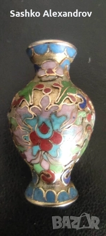 Миниатюрна ваза Клоазоне (Cloisonné) – Китайски емайл, 4.5 см , снимка 7 - Други ценни предмети - 54322291