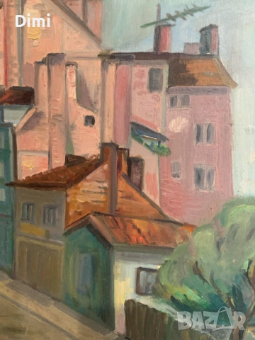 ЕЛЕНА ПАНЕВА - Коцева масло градски пейзай, снимка 3 - Картини - 52804042