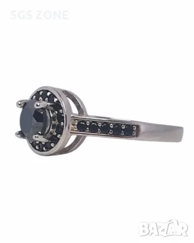 Пръстен с Черен Естественен Диамант, снимка 2 - Пръстени - 49621686