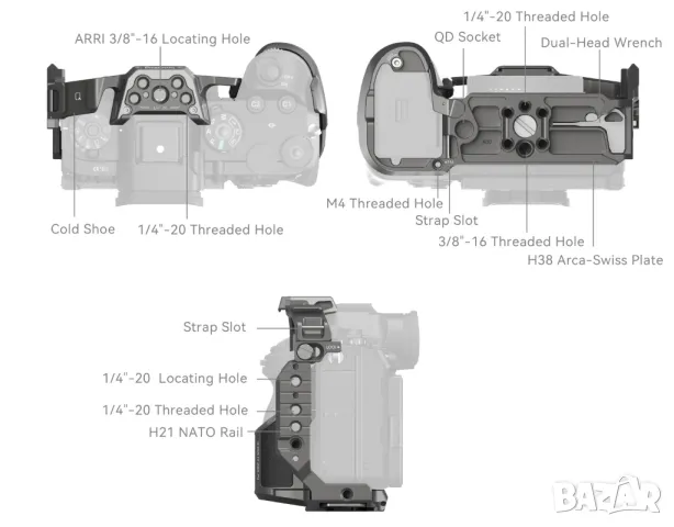 Нов модел клетка Smallrig за Sony A1 II и A9 III, снимка 3 - Чанти, стативи, аксесоари - 49684412