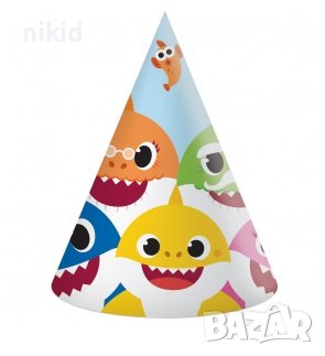 Бебе Акули Baby Shark картонена парти шапка шапки рожден ден, снимка 1 - Други - 37487732