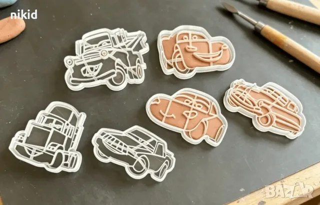 6 бр Маккуин колите McQueen кола cars пластмасови форми резци резец форма за фондан тесто глина 