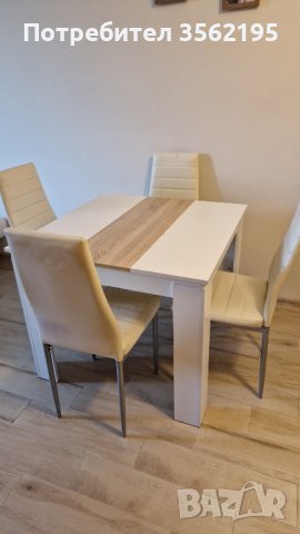 Кухненска маса + четири стола, снимка 1 - Маси - 42746323
