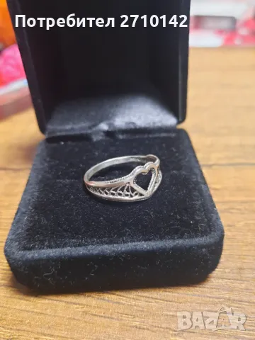 Сребърен пръстен сърце, снимка 2 - Пръстени - 48561143