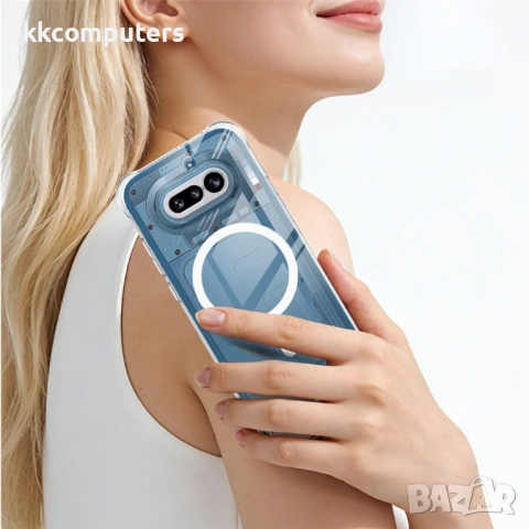 IMAK Магнитен Прозрачен Калъф за Nothing Phone (4a) - TPU, Airbag, Повдигнати ръбове, снимка 4 - Калъфи, кейсове - 54087446